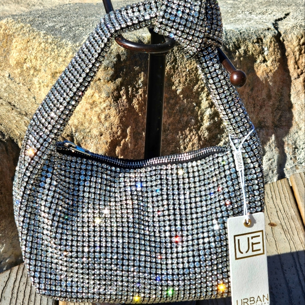 URBAN EXPRESSIONS RHINESTONE BLING KNOTTED EVENING HANDBAG NWT 5 available